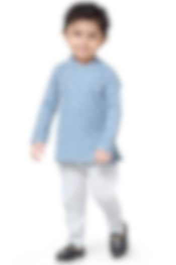 Grey Viscose Mix Kurta Set For Boys by Kokoons at Pernia's Pop Up Shop