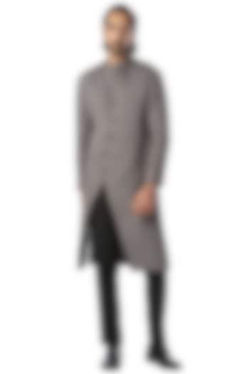 Black & White Melange Jacket Kurta Set by Kommal Sood at Pernia's Pop Up Shop