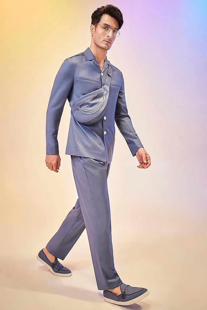 Royal Blue Cotton Pant Set by KORA BY NILESH MITESH