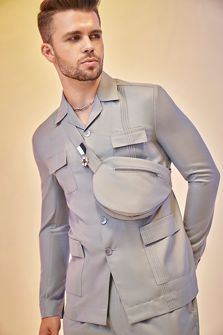 Frost Grey Cotton Pant Set by KORA BY NILESH MITESH at Pernia's Pop Up Shop