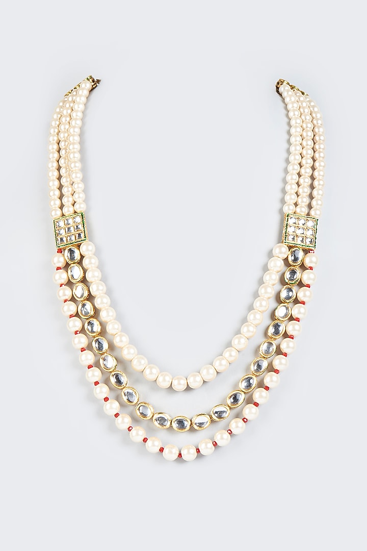 Cream Diamond Mala by KORA BY NILESH MITESH at Pernia's Pop Up Shop