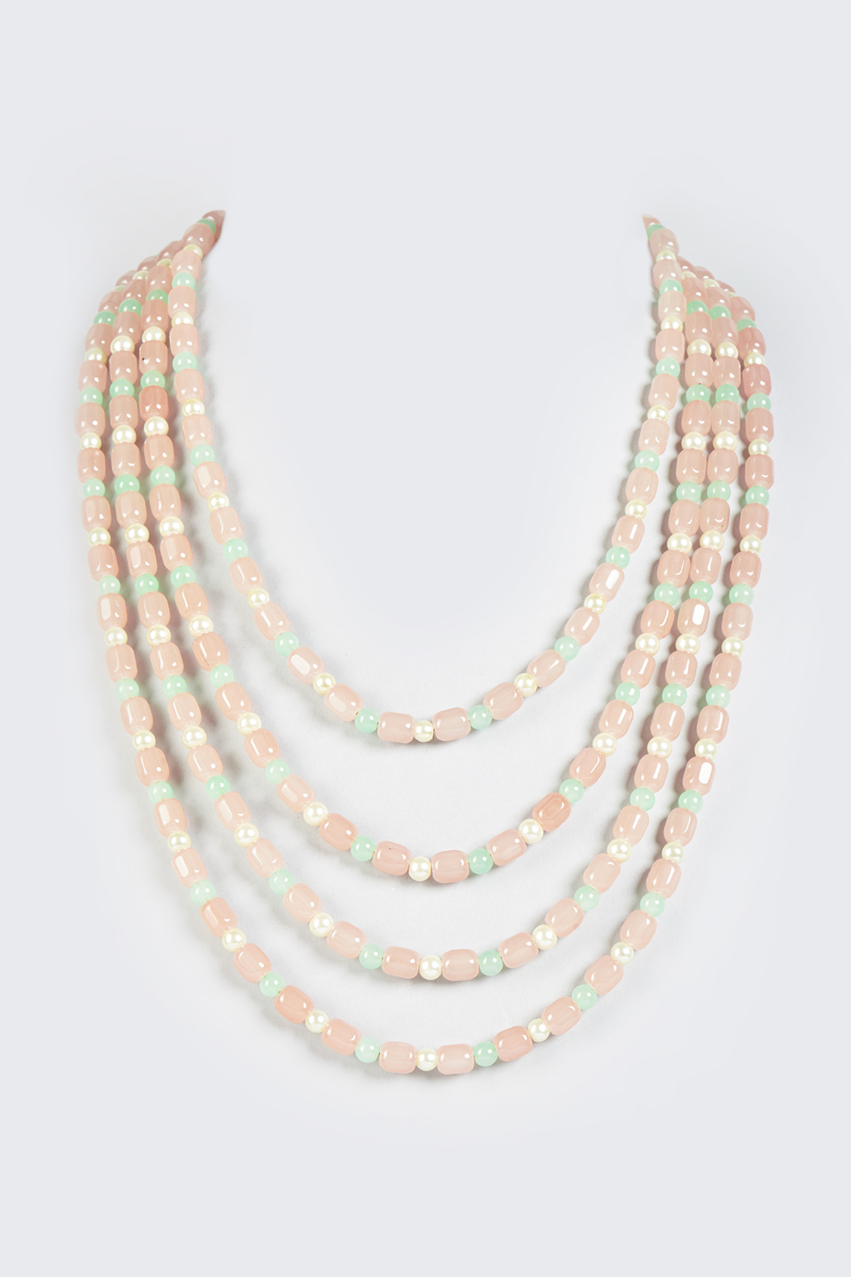 Beige & Aqua Moti Mala by KORA BY NILESH MITESH at Pernia's Pop Up Shop