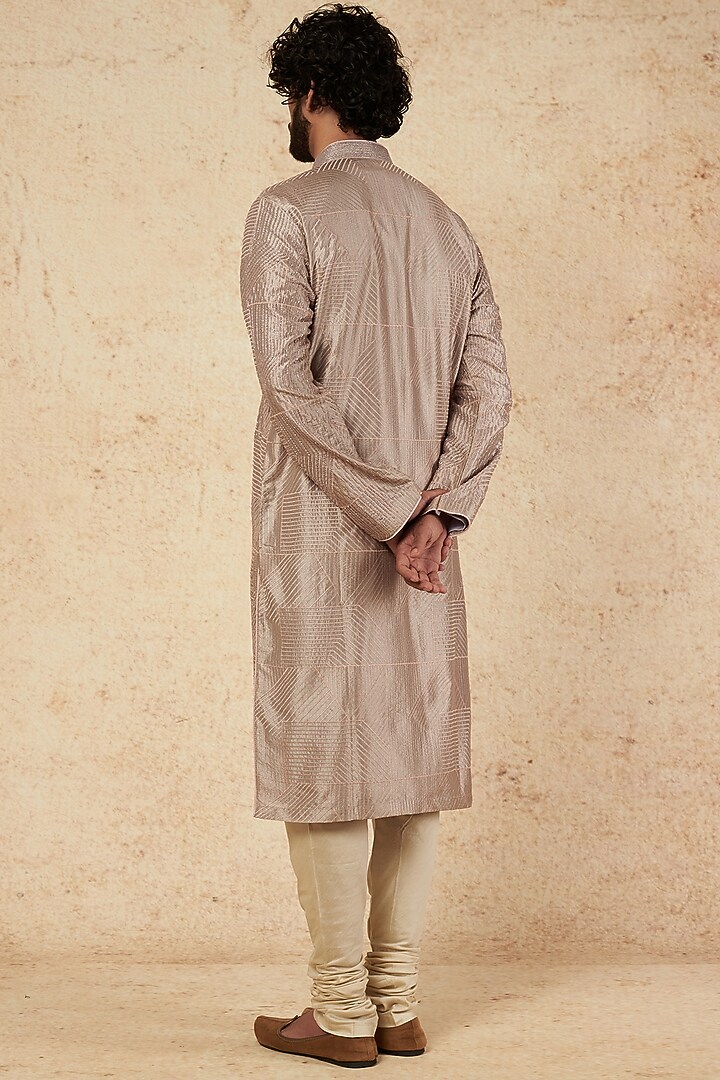Grey Embellished Kurta Set by KORA BY NILESH MITESH at Pernia's Pop Up Shop
