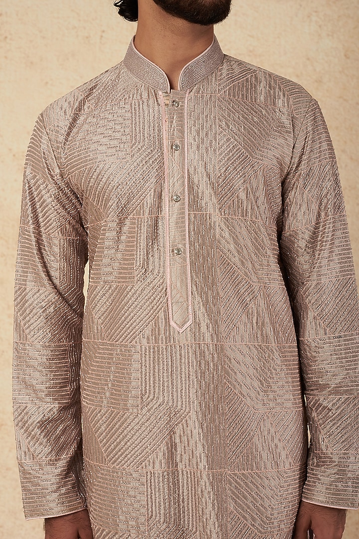Grey Embellished Kurta Set by KORA BY NILESH MITESH at Pernia's Pop Up Shop