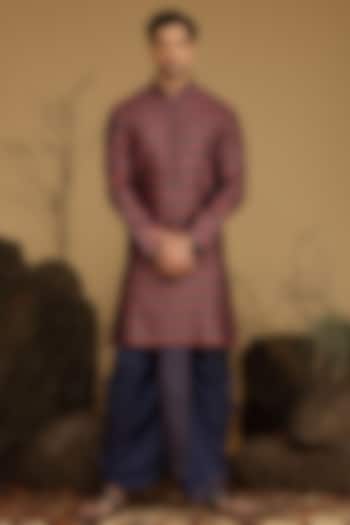 Maroon Silk Kurta Set by KORA BY NILESH MITESH at Pernia's Pop Up Shop