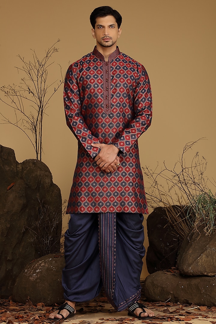 Maroon Silk Kurta Set by KORA BY NILESH MITESH at Pernia's Pop Up Shop