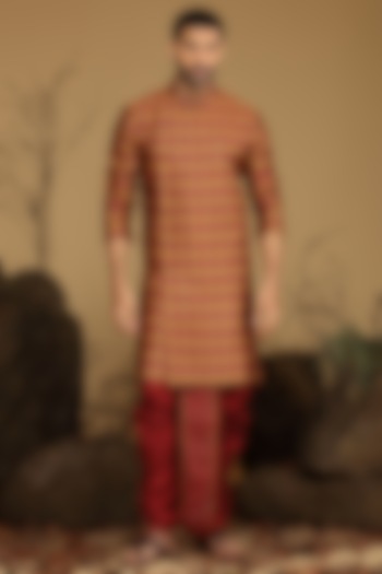 Mustard Silk Kurta Set by KORA BY NILESH MITESH at Pernia's Pop Up Shop