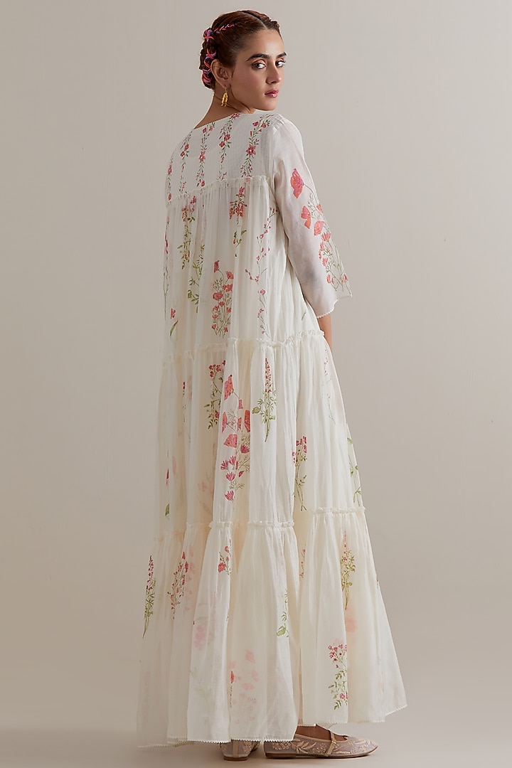 Off-White Silk Chanderi Hand Block Printed Kurta Set by Kora at Pernia's Pop Up Shop