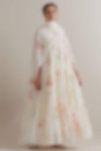 Off-White Silk Chanderi Hand Block Printed Kurta Set by Kora at Pernia's Pop Up Shop