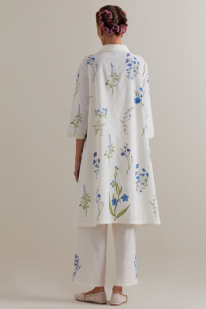 Off-White Cotton Hand Block Printed Kurta Set by Kora at Pernia's Pop Up Shop