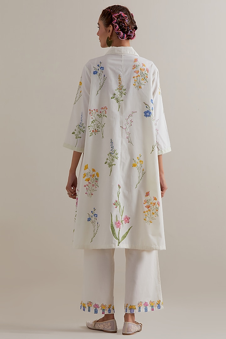 Off-White Cotton Hand Block Printed Kurta Set by Kora at Pernia's Pop Up Shop