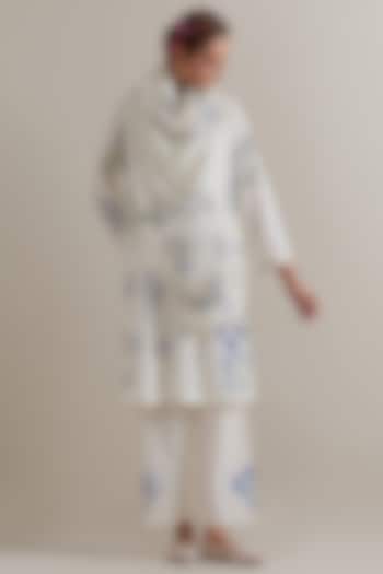 Off-White Cotton Hand Block Printed Kurta Set by Kora at Pernia's Pop Up Shop