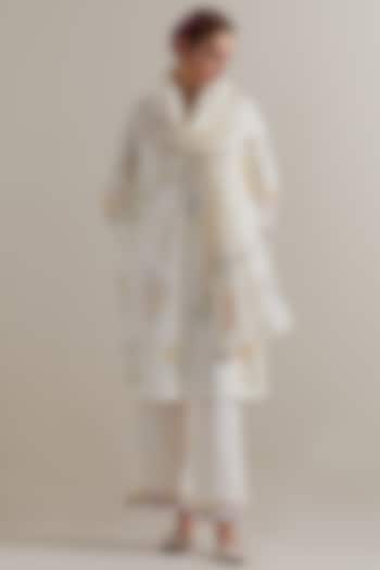 Off-White Cotton Hand Block Printed Kurta Set by Kora at Pernia's Pop Up Shop