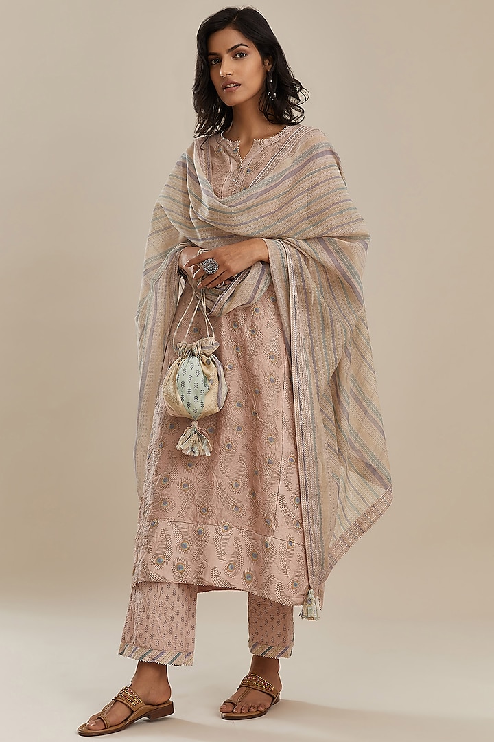 Multi-Colored Block Printed Potli by Kora at Pernia's Pop Up Shop