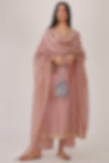 Lilac Hand Block Printed Kurta Set by Kora at Pernia's Pop Up Shop