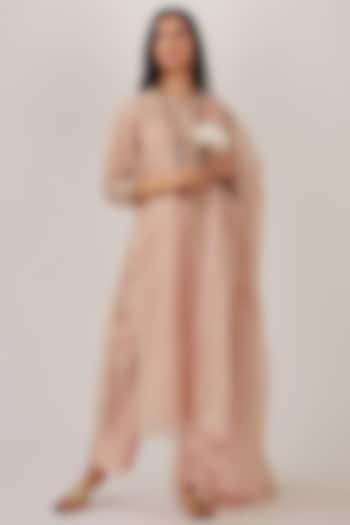 Pink Hand Block Printed Kurta Set by Kora at Pernia's Pop Up Shop