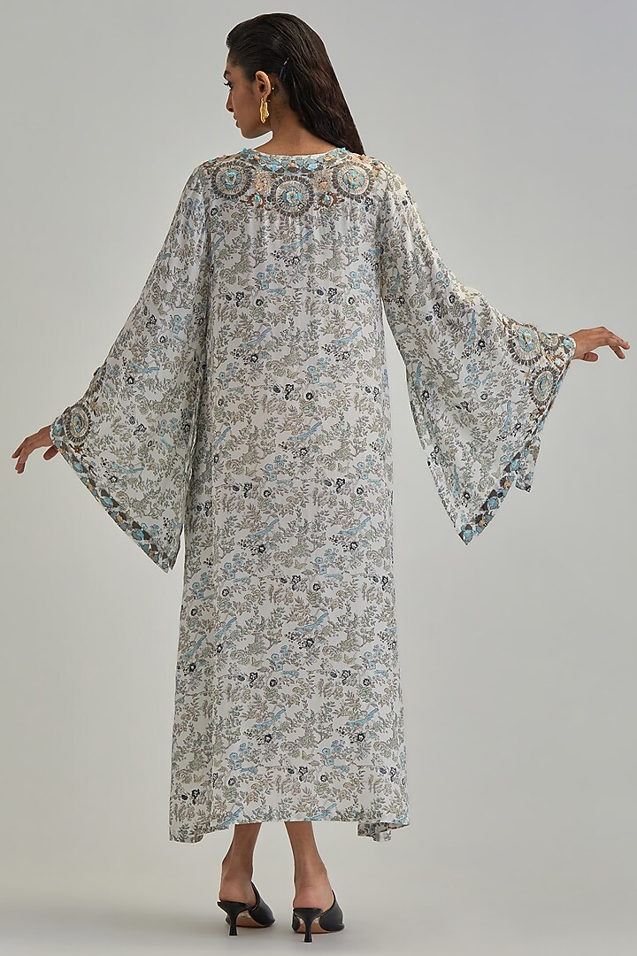 Off-White Modal Floral Applique A-Line Kaftan by Kora at Pernia's Pop Up Shop