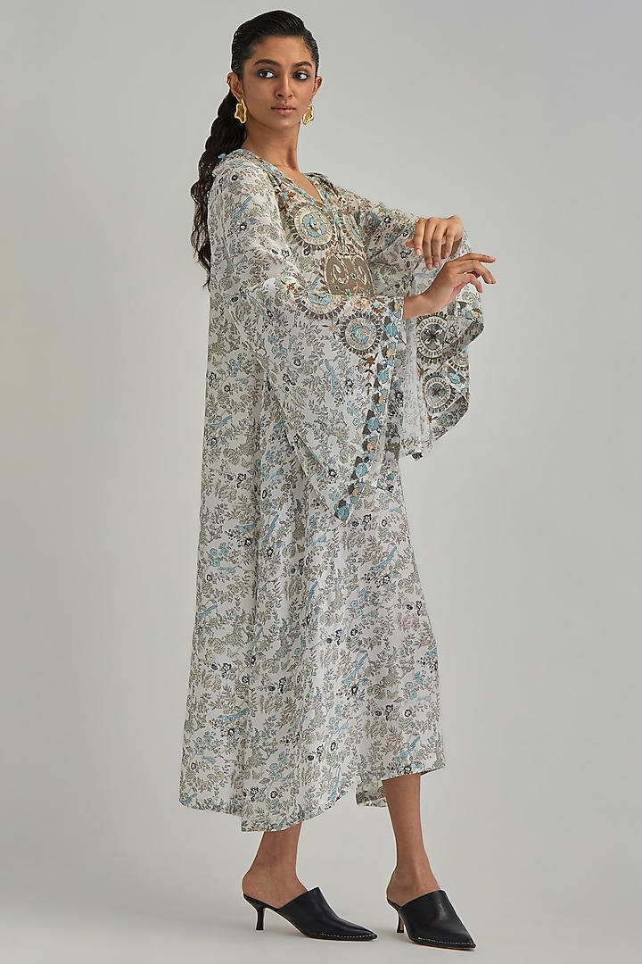 Off-White Modal Floral Applique A-Line Kaftan by Kora at Pernia's Pop Up Shop
