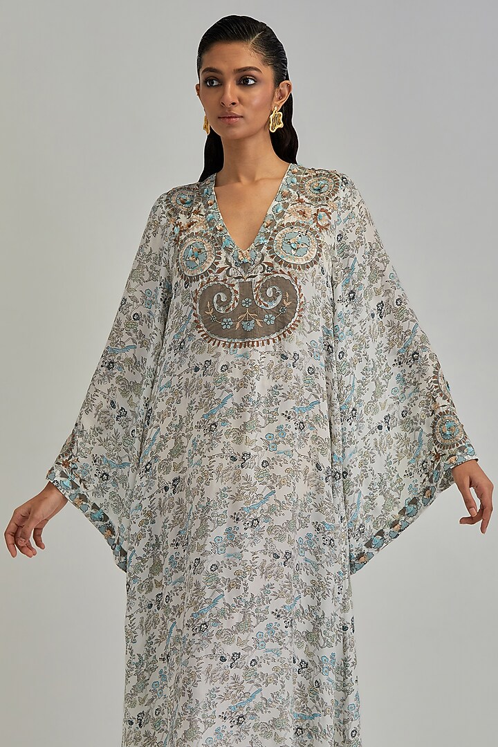Off-White Modal Floral Applique A-Line Kaftan by Kora at Pernia's Pop Up Shop