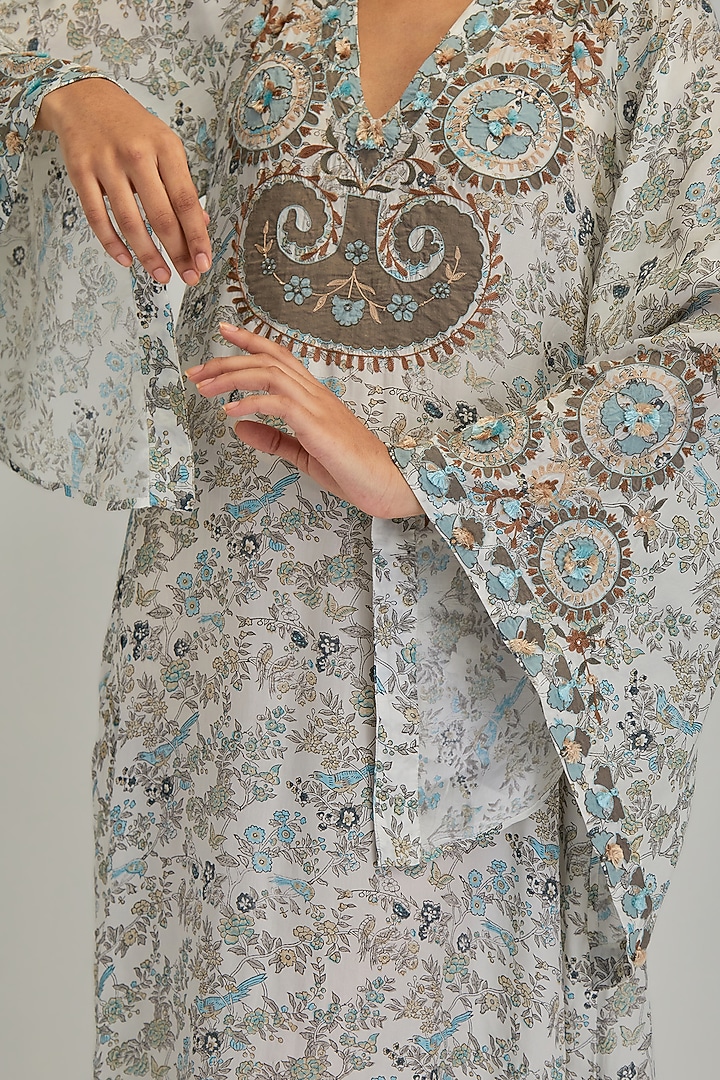 Off-White Modal Floral Applique A-Line Kaftan by Kora at Pernia's Pop Up Shop
