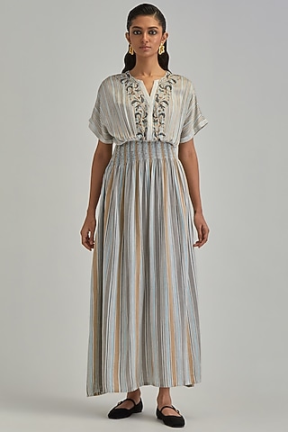 where to buy mexican embroidered dress online Buy White Floral Maxi Dress for Women main image 1