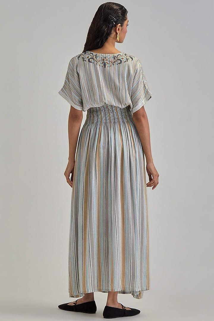 Off-White Modal Hand Block Printed Maxi Vacation Dress by Kora at Pernia's Pop Up Shop