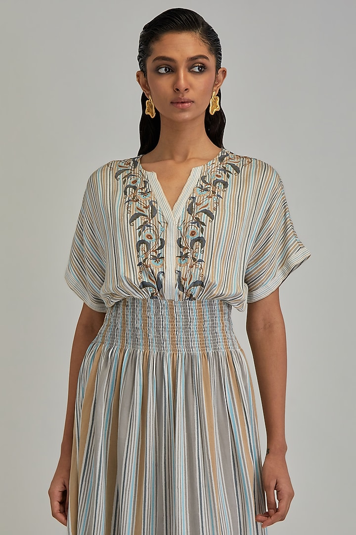 Off-White Modal Hand Block Printed Maxi Vacation Dress by Kora at Pernia's Pop Up Shop
