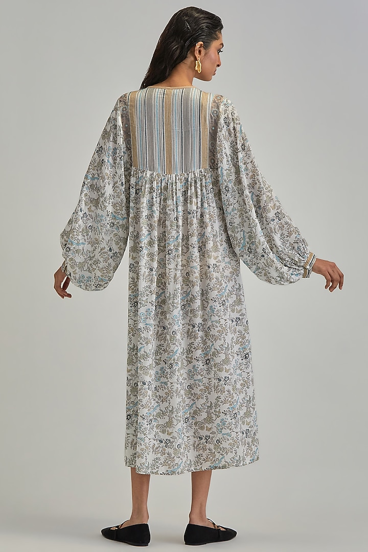Off-White Modal Hand Block Printed Summer Dress by Kora at Pernia's Pop Up Shop