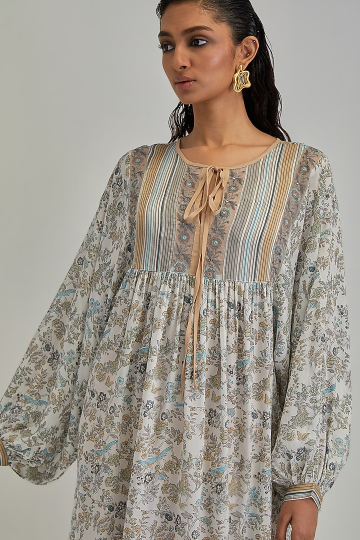 Off-White Modal Hand Block Printed Summer Dress by Kora at Pernia's Pop Up Shop