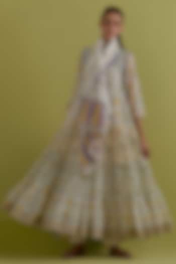 Off-White Cotton Chanderi Hand-Block Printed Kurta Set by Kora at Pernia's Pop Up Shop