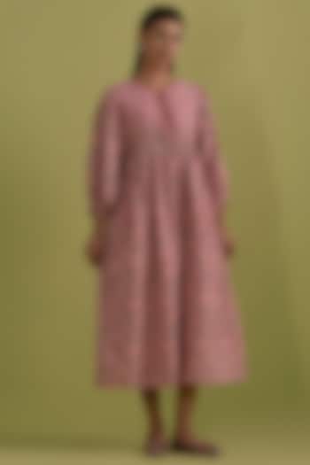 Pink Cotton Hand-Block Printed Summer Dress by Kora at Pernia's Pop Up Shop
