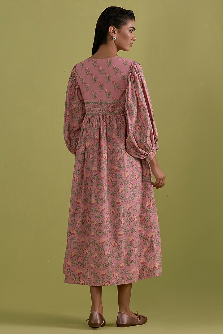 Pink Cotton Hand-Block Printed Summer Dress by Kora at Pernia's Pop Up Shop
