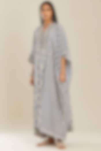 Blue & Off-White Cotton Kaftan by Kora at Pernia's Pop Up Shop