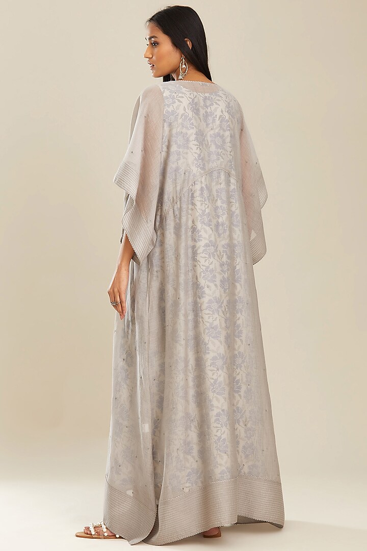 Grey Embroidered Kimono Kaftan Set by Kora at Pernia's Pop Up Shop