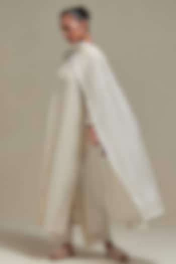 Off-White Cotton Chanderi Sequins Embroidered Straight Kurta Set by Kora at Pernia's Pop Up Shop