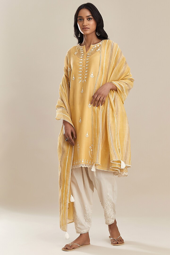 Yellow Kalidar Kurta Set by Kora