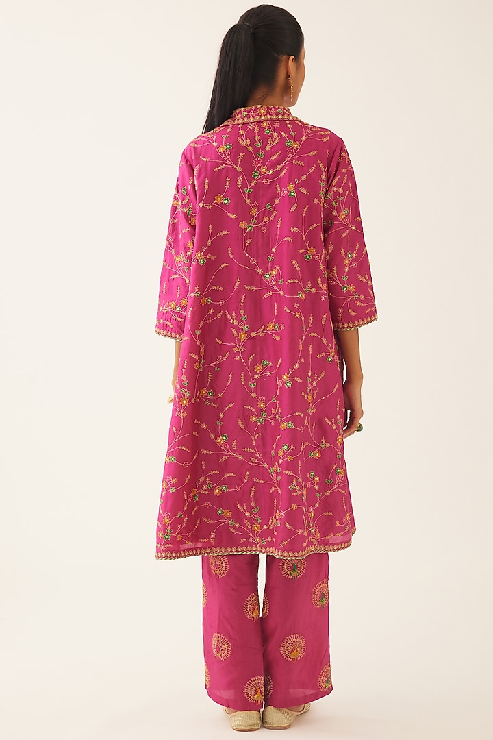Jazberry Silk Bead Embroidered Kurta Set by Kora at Pernia's Pop Up Shop
