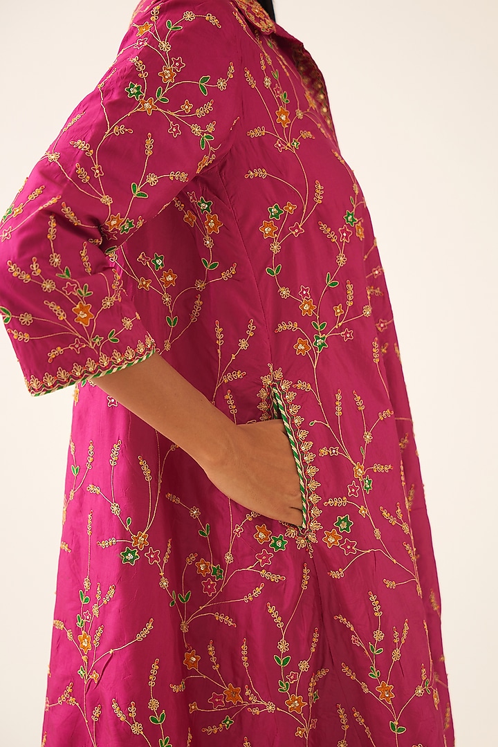 Jazberry Silk Bead Embroidered Kurta Set by Kora at Pernia's Pop Up Shop