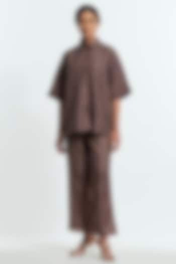 Grey Silk Organza Applique Co-Ord Set by Kora at Pernia's Pop Up Shop