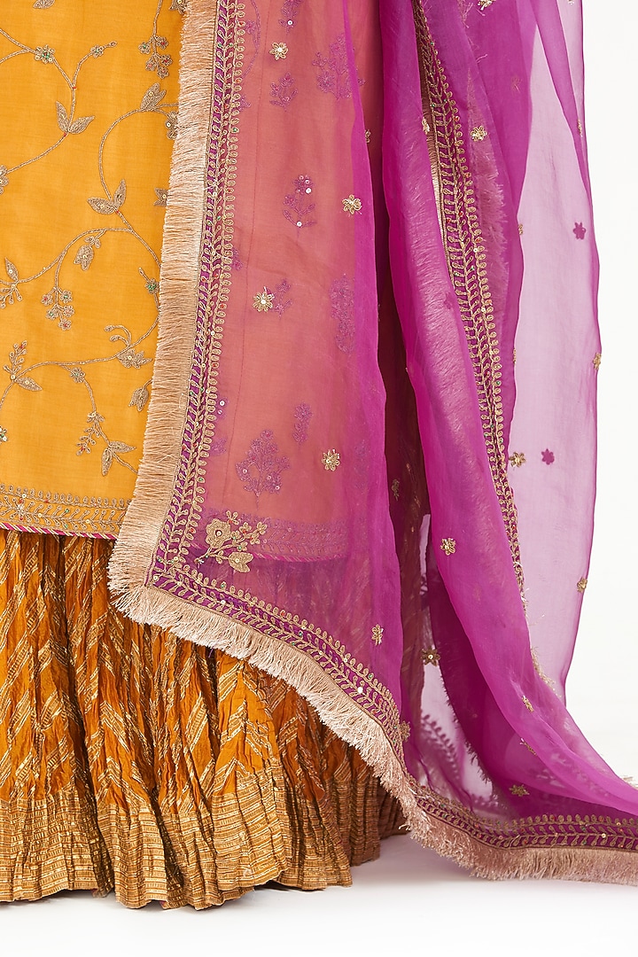 Purple Silk Organza Dori Embroidered Dupatta by Kora at Pernia's Pop Up Shop