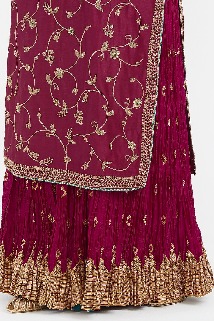 Red Silk Chanderi Wedding Lehenga Set by Kora at Pernia's Pop Up Shop