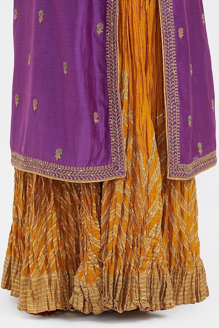 Purple Silk Chanderi Sequins Embroidered Straight Kurta Set by Kora at Pernia's Pop Up Shop