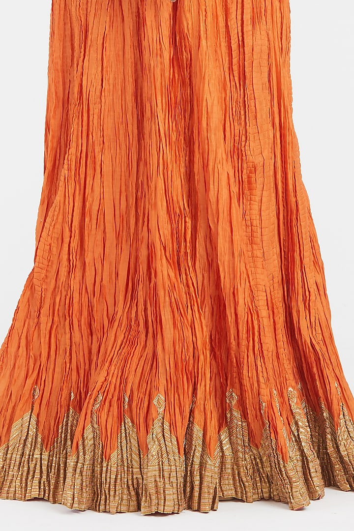 Orange Silk Chanderi Gota Embroidered Wedding Lehenga Set by Kora at Pernia's Pop Up Shop