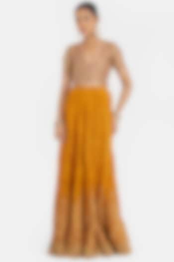 Yellow Silk Chanderi Gota Work Choli by Kora at Pernia's Pop Up Shop