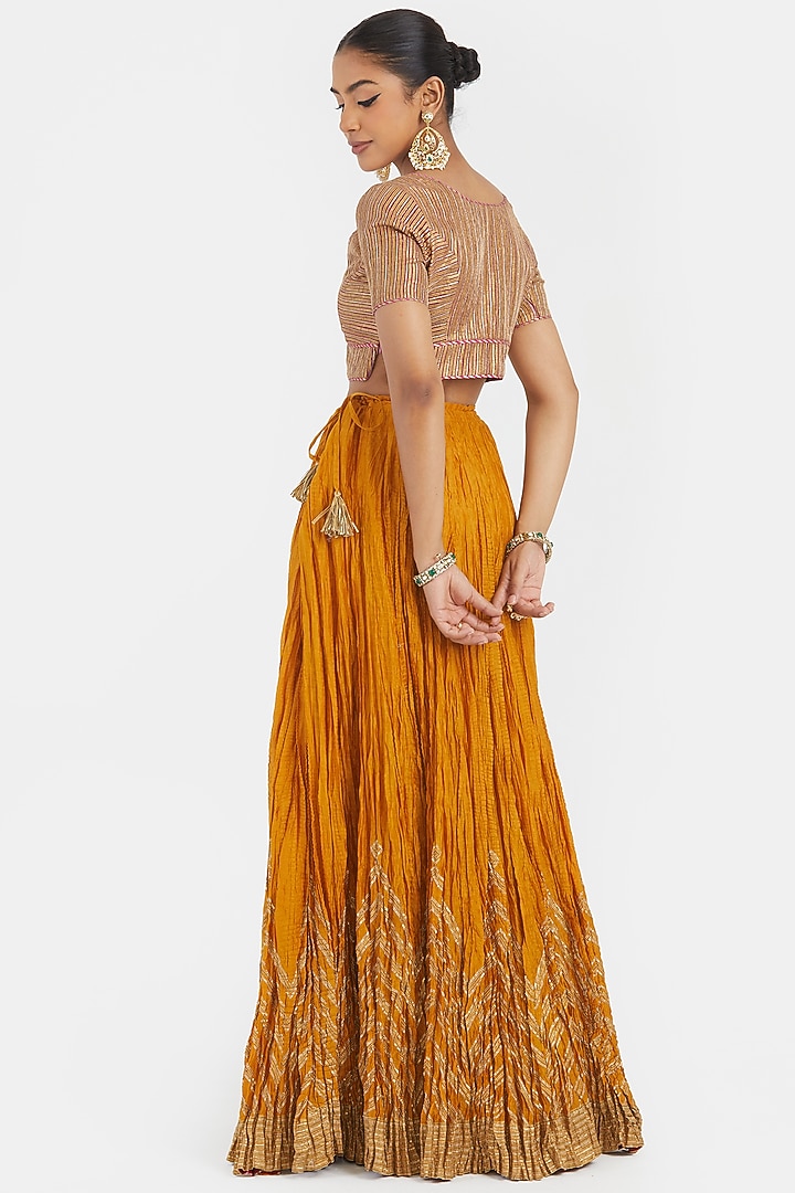 Yellow Silk Chanderi Gota Work Choli by Kora at Pernia's Pop Up Shop