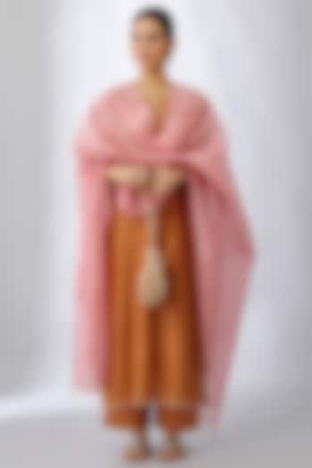 Copper Zari Floral Embroidered Kurta Set by Kora at Pernia's Pop Up Shop