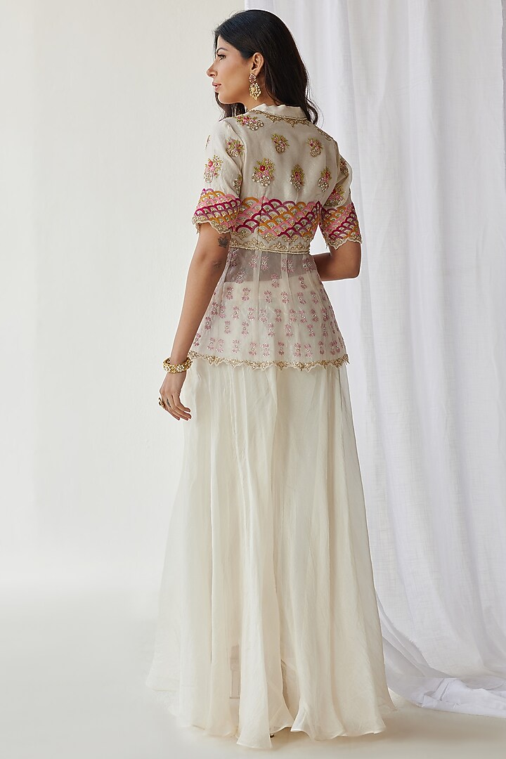 Off-White Organza Wedding Sharara Set by Koashee By Shubhitaa at Pernia's Pop Up Shop