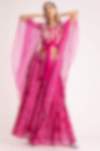 Rose Pink Printed Sharara Set by Koashee By Shubhitaa
