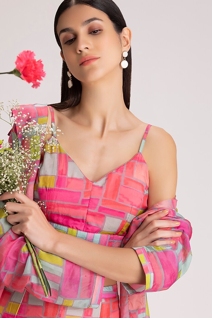 Fuchsia Printed Jacket Set by Koashee By Shubhitaa at Pernia's Pop Up Shop