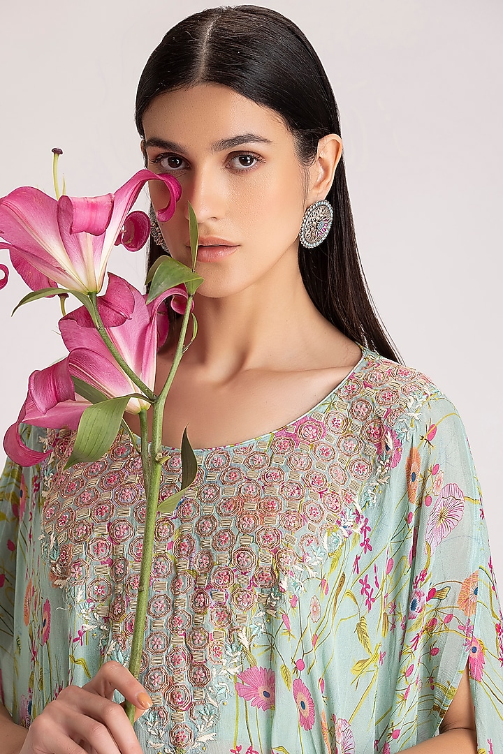 Sea Green Printed Party Wear Sharara Set by Koashee By Shubhitaa at Pernia's Pop Up Shop